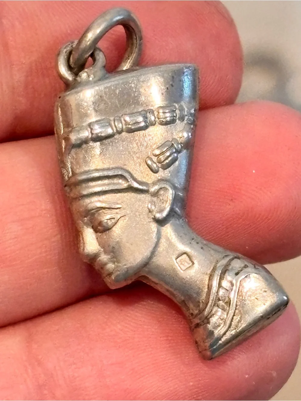 Vintage 925 Sterling Silver Nefertiti Profile Charm Pendant